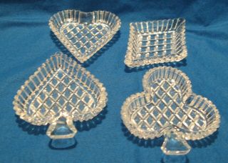 Snack Set Dishes Diamond Cut Crystal Glass Playing Card Suits Bohemia