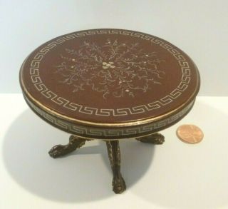 Bespaq Dollhouse Miniature Round Table Hand Painted Vintage