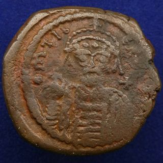 Byzantine Empire.  Maurice Tiberius Ad 582 - 602.  Nikomedia Follis Æ.