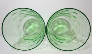 2 Green Depression Tumblers Glasses RAINDROP 