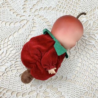 Vintage Small Small World Fruit Babies Red Apple Bean Bag Plush Doll Wonky Eyes 3