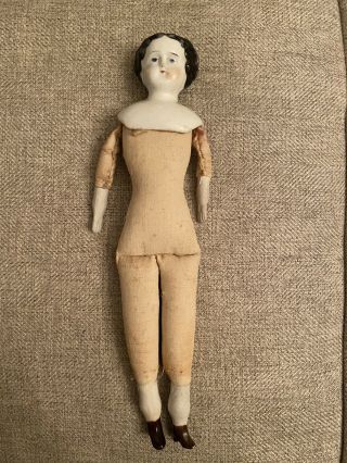 Antique German 9” High Brow China Doll Circa 1870 To Dress Body