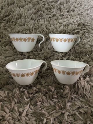 Corelle Butterfly Gold Coffee Cup Mug Set Of 4 Pyrex Corning Design Vtg 1970s