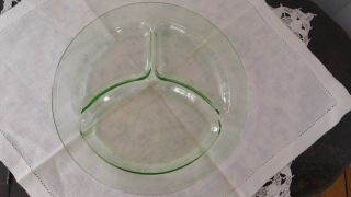 Vintage Green Depression Glass Divided Plate 9 1/2 "