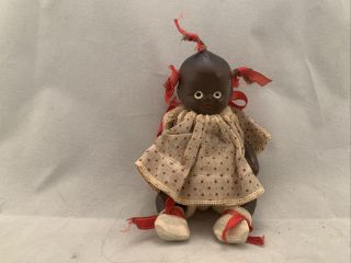 5 " Antique & Adorable Black All Bisque Baby Doll Made In Japan