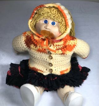 Cabbage Patch Doll Blue Eyes Blond Hair With Pacifier Hand Made Clothes