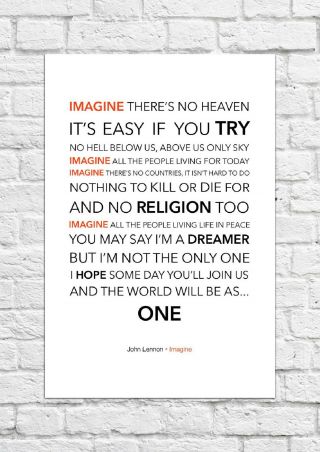 John Lennon - Imagine - Song Lyric Art Poster - A4 Size