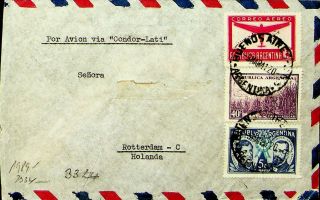 Argentina 1941 3v On Airmail Censored Cover From Buenos Aires To Netherlands
