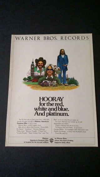 America " Hooray For The Red,  White & Blue " Rare Print Promo Poster Ad