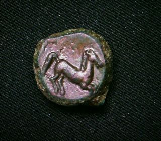 Ancient Greek Or Roman Coin,  High Relief Running Horse,  16,  6.  5 Grams,  16.  2 Mm