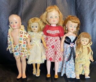 4 Vintage 1950s - 1960s Vogue Dolls - Jeff,  Ginny?,  Jill?,  Extra Unmarked Doll