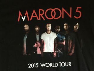 Maroon 5 2015 World Tour Concert Black Graphic T - Shirt - Size Men 