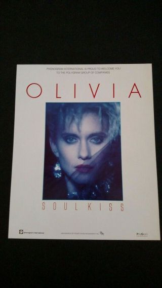 Olivia Newton - John Soul Kiss (1985) Rare Print Promo Poster Ad