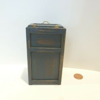 DOLLHOUSE MINIATURE OLD FASHIONED ICE BOX W/COUNTRY BLUE RUSTIC FINISH CJ ' S 1994 3