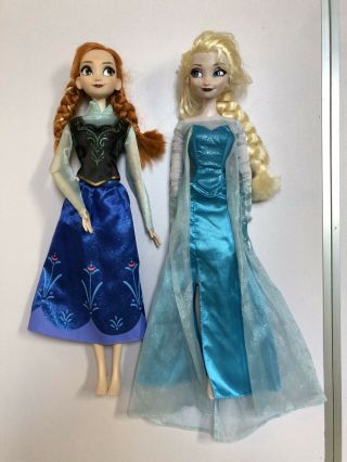 Disney Store Authentic Frozen 16 " Anna & Elsa Interactive Singing Light Up Dolls