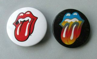 Rolling Stones Set Of 2 Tongue Logo Metal Button Badges 2000 Official Licensed