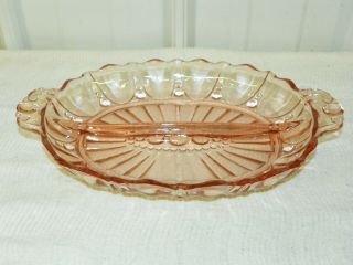 Anchor Hocking Oval Divided Pink Depression Glass Oyster And Pearl Relish Dish