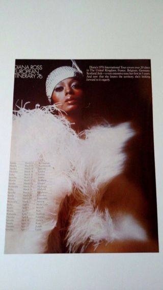 Diana Ross " European Tour " (1976) Rare Print Promo Poster Ad