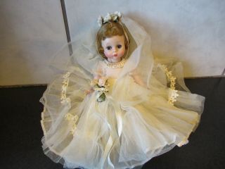 Vintage Madame Alexander Kins Wendy Doll Bent Knee Bride Dress 1950’s