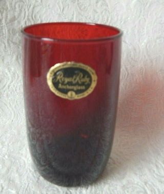 Vintage Anchor Hocking Roly Poly Glass - Royal Ruby - With Label