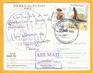 Pp1446 Argentina Ushaia Tierra Del Fuego March 1995 Cds Airmail Postcard Italy