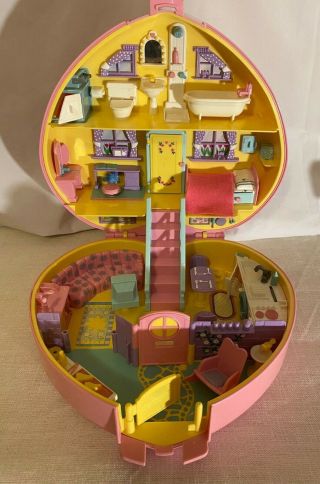1992 Lucy Locket Polly Pocket Pink Heart Dollhouse Dream House Bluebird Case