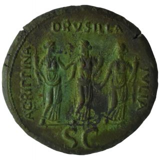Æ Sestertius Caligula,  Three Sisters,  Roman Empire 37 - 38ad Copper Novelty Strike