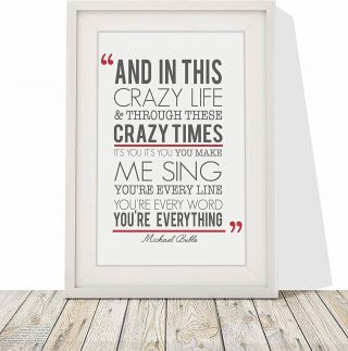 Michael Buble Everything Song Lyrics Poster Print Framed With Mount 12 X 10 Inch