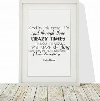 Michael Buble Everything Song Lyrics Poster Print Framed With Mount 12 x 10 Inch 2