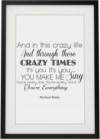 Michael Buble Everything Song Lyrics Poster Print Framed With Mount 12 x 10 Inch 3