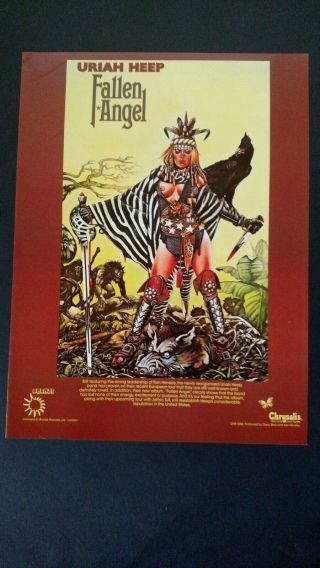 Uriah Heep.  Fallen Angel 1978 Poster Promo Ad