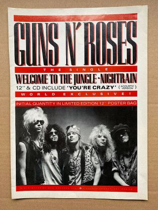 Guns N Roses Welcome To The Jungle (b) Memorabilia Music Press Advert F