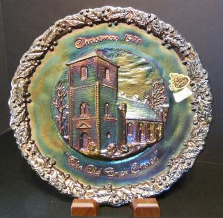 Fenton Carnival Glass 1971 Christmas Plate “the Old Brick Church”