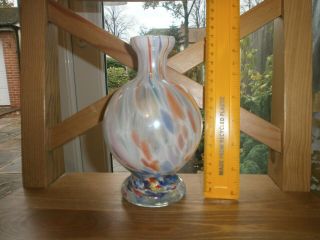 Vintage Art Glass Vase With Pastel Colour Swirls Ht 17cms