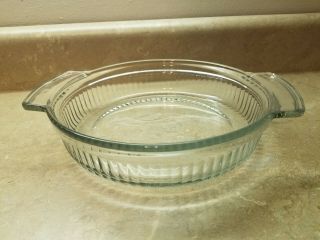 Vintage Anchor Hocking Clear Glass Ribbed 2 Qt Casserole Dish 1430