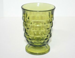 Vintage Indiana Whitehall Colony Cubist Green Footed Juice Glass 3.  75 " Euc