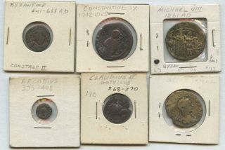 Six Ancient Byzantine Coins - Michael Viii,  Constantine,  Arcadius & More