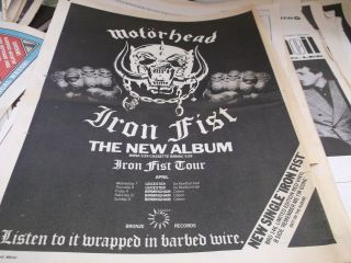 Motorhead Uk Tour And Iron Fist Album Release Poster 1982 Framing