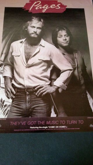 The Pages.  Single Come On Home 1981 Promo Poster Ad