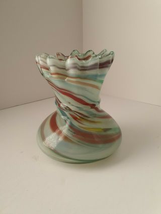 Unique Colorful - Hand Blown Glass - Art Deco - Candle Holder / Vase / Sculpture
