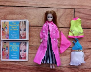 Vintage Dawn Doll With 3 Outfits And 2 Booklets