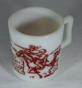 Rare Vintage Davy Crockett Milk Glass Cup - Mug - RED - 2
