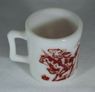 Rare Vintage Davy Crockett Milk Glass Cup - Mug - RED - 3