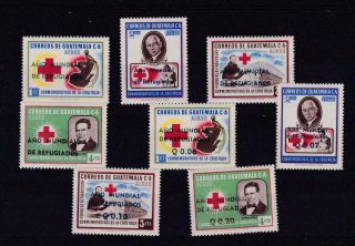 Guatemala 1963 Red Cross Set Of Stamps Overprinted Mnh