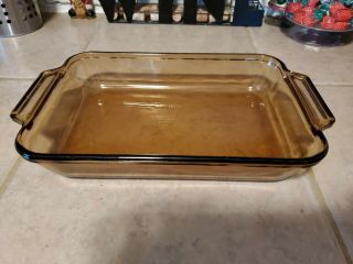 Vintage - Anchor Hocking - Amber Glass Dish 1031 2 Qt 8x11 Inch Baking Casserole