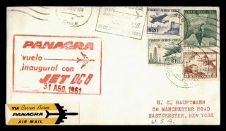 Dr Who 1961 Chile First Flight Panagra Santiago To Miami Fl Usa F58427