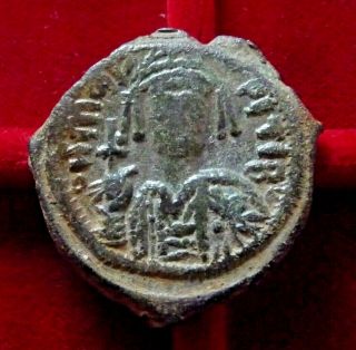 Maurice Tiberius,  582 - 602.  Ae Follis,  Nicomedia Regnal Yr 13 = 594/95
