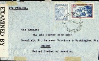 Argentina 1942 Animal Fruit 2v On Wwii Censor Airmail Cover To Usa Via Panagra