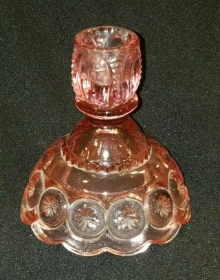 Vintage Smith Moon & Star Pink Glass 4.  5 " Tall Taper Candle Holder