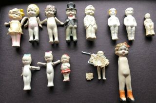 13 Antique Porcelain Bisque Dolls 1920 